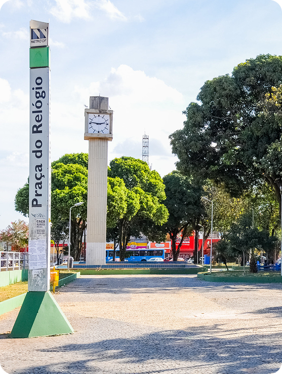 Clock tower in a park square