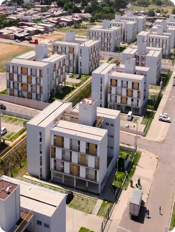 Modern apartment complex aerial view